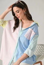 Striped Colorblock Oversize Shirt