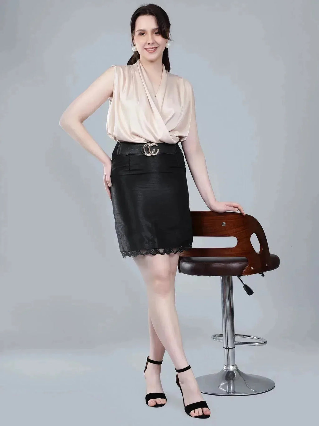 Wrap Front Sleeveless Blouse