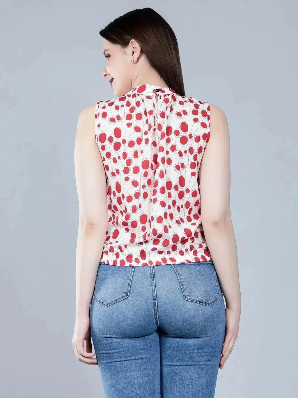 Band Neck Sleeveless Blouse