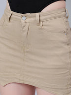 Asymmetrical Denim Mini Skirt