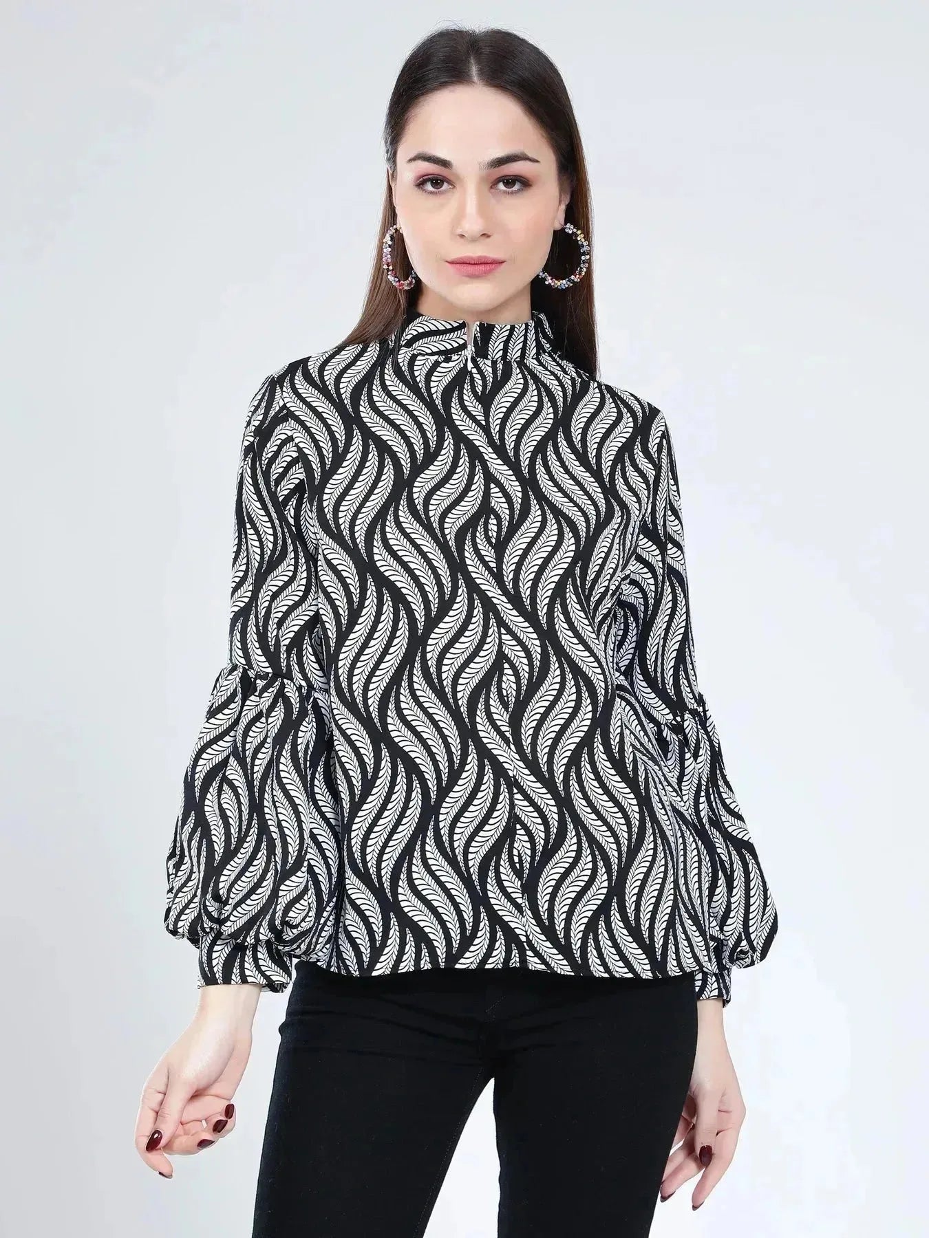 Swirl Leaf Printed Blouse