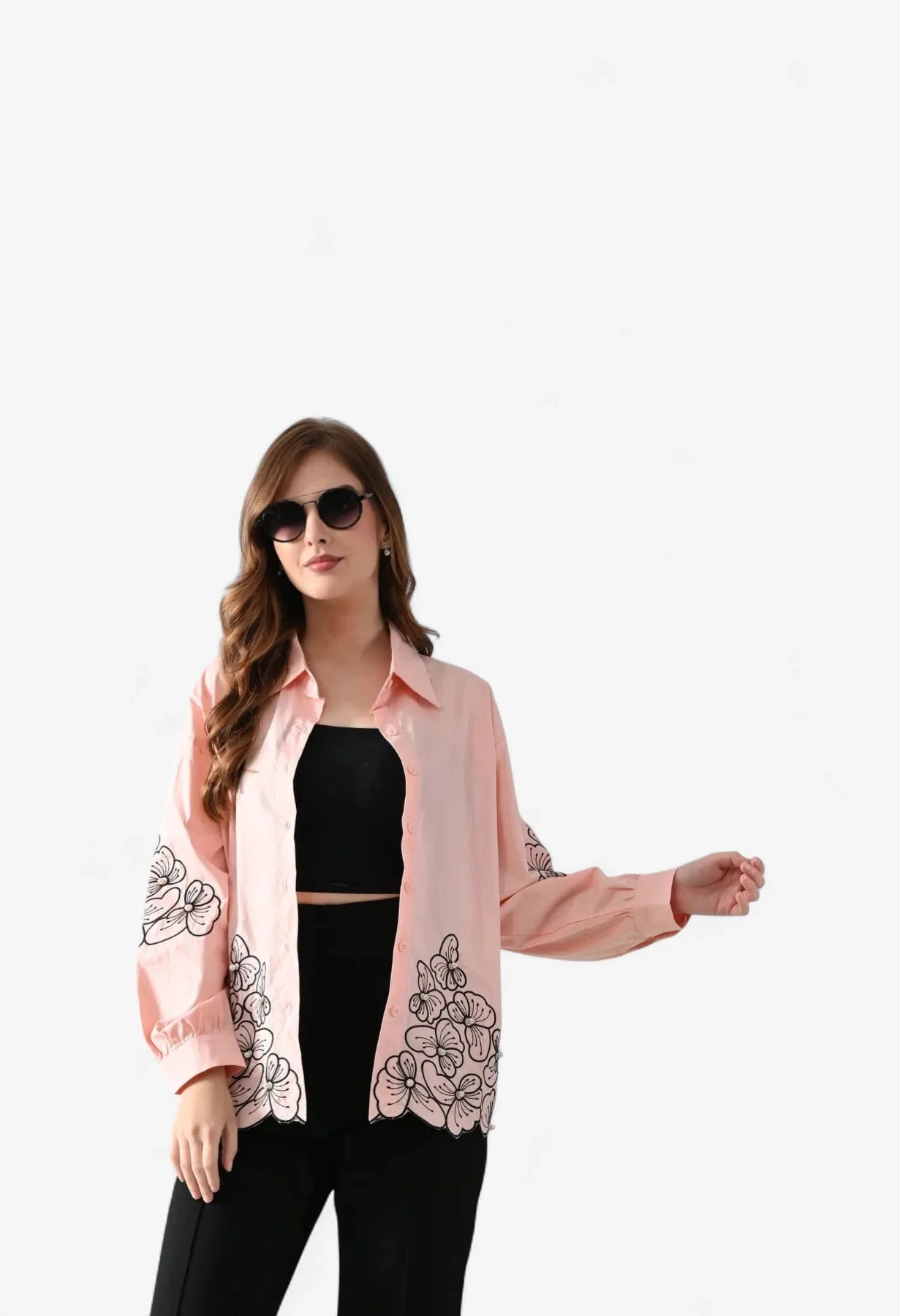 Blush Bloom Embroidered Shirt