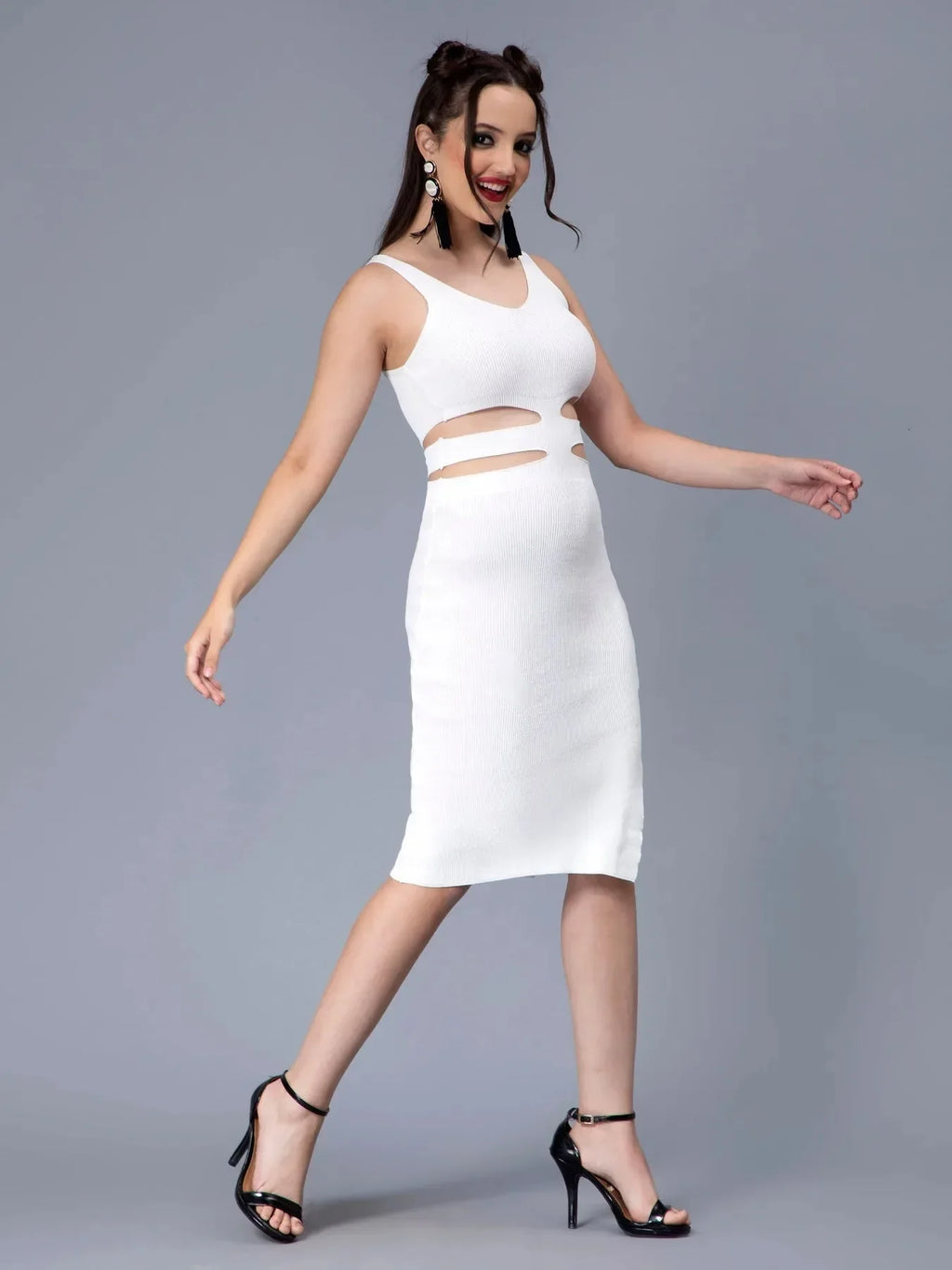 Hollow Cut Out Fitted Knit Dress