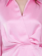 Satin Wrap Short Dress