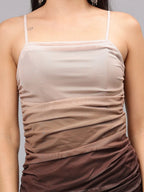Gradient Sheath Pleated Cami Dress