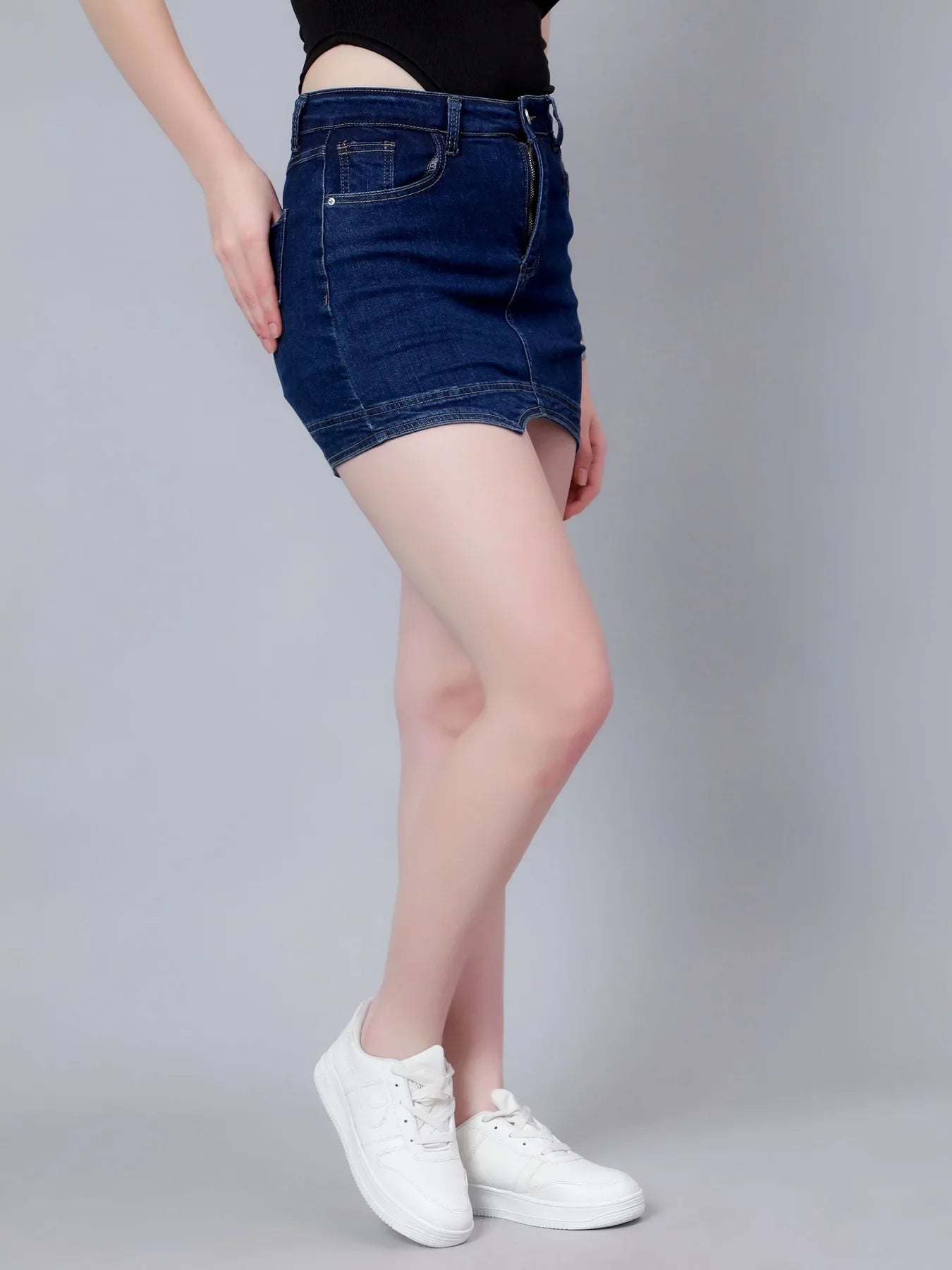 Asymmetrical Denim Mini Skirt