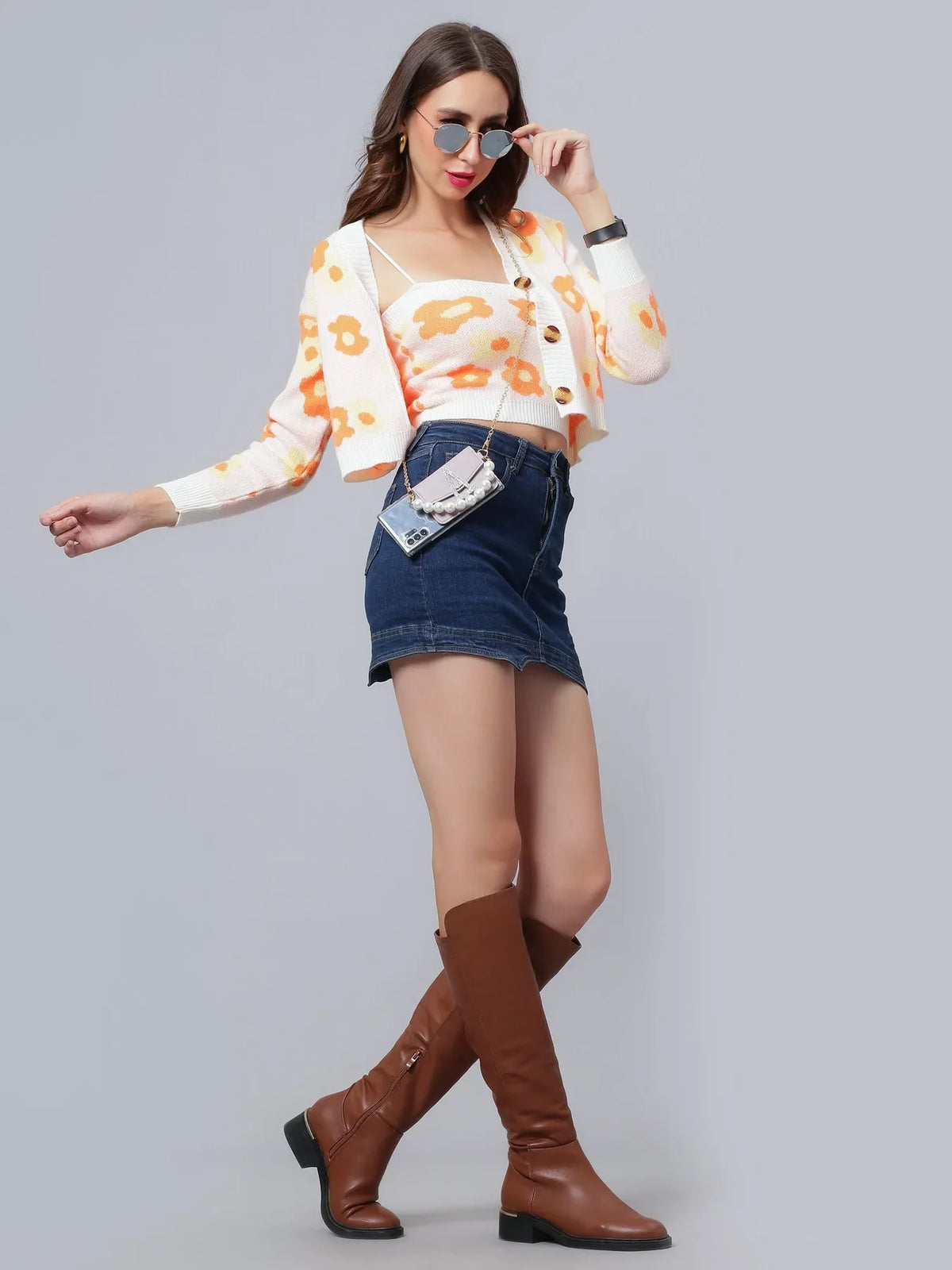 Floral Cardigan Two Piece Set