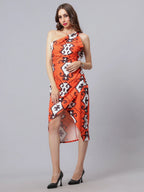 Hot Orange Printed Dress