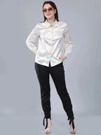 Geometrical Texture Satin Shirt