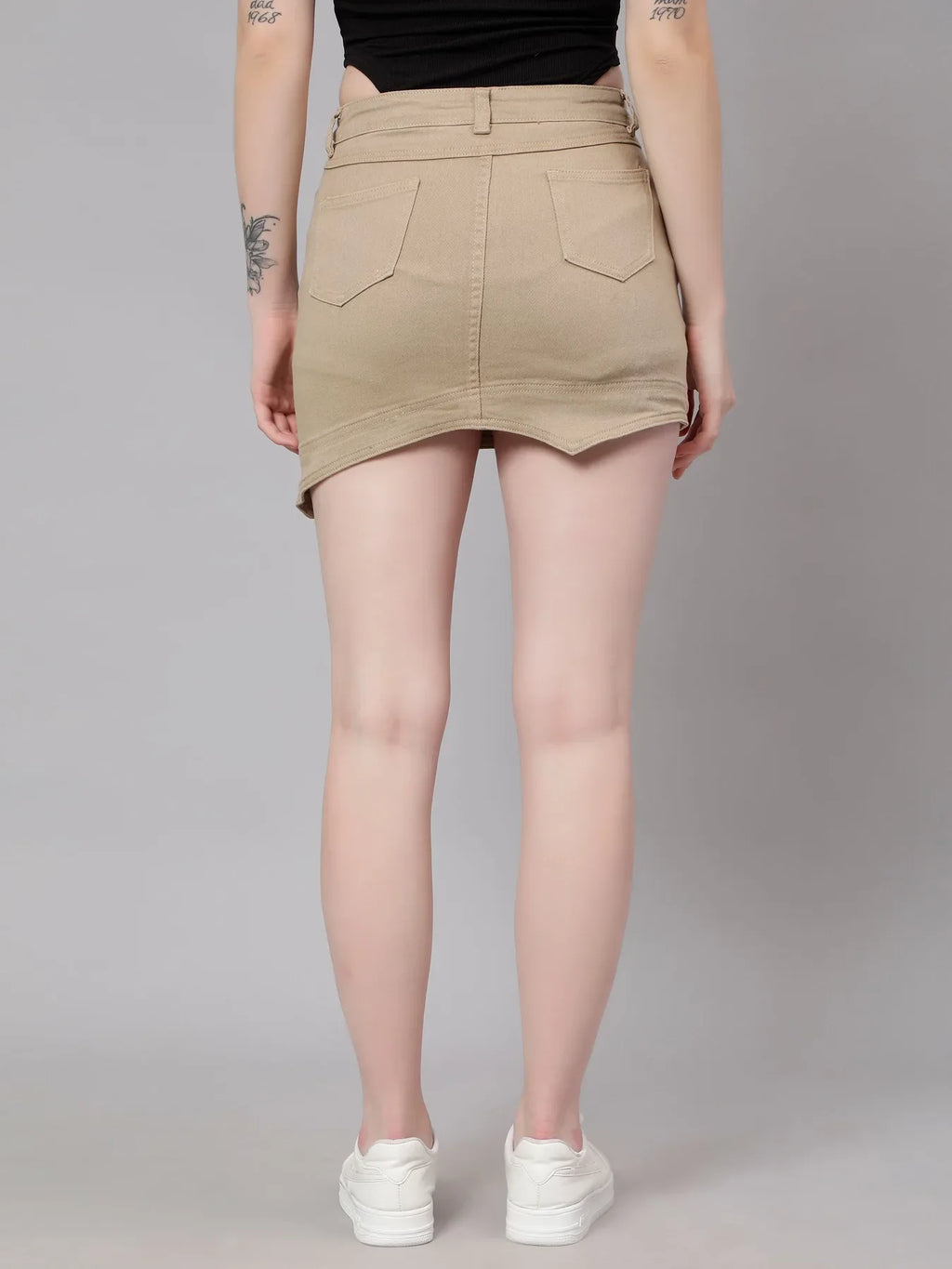 Asymmetrical Denim Mini Skirt