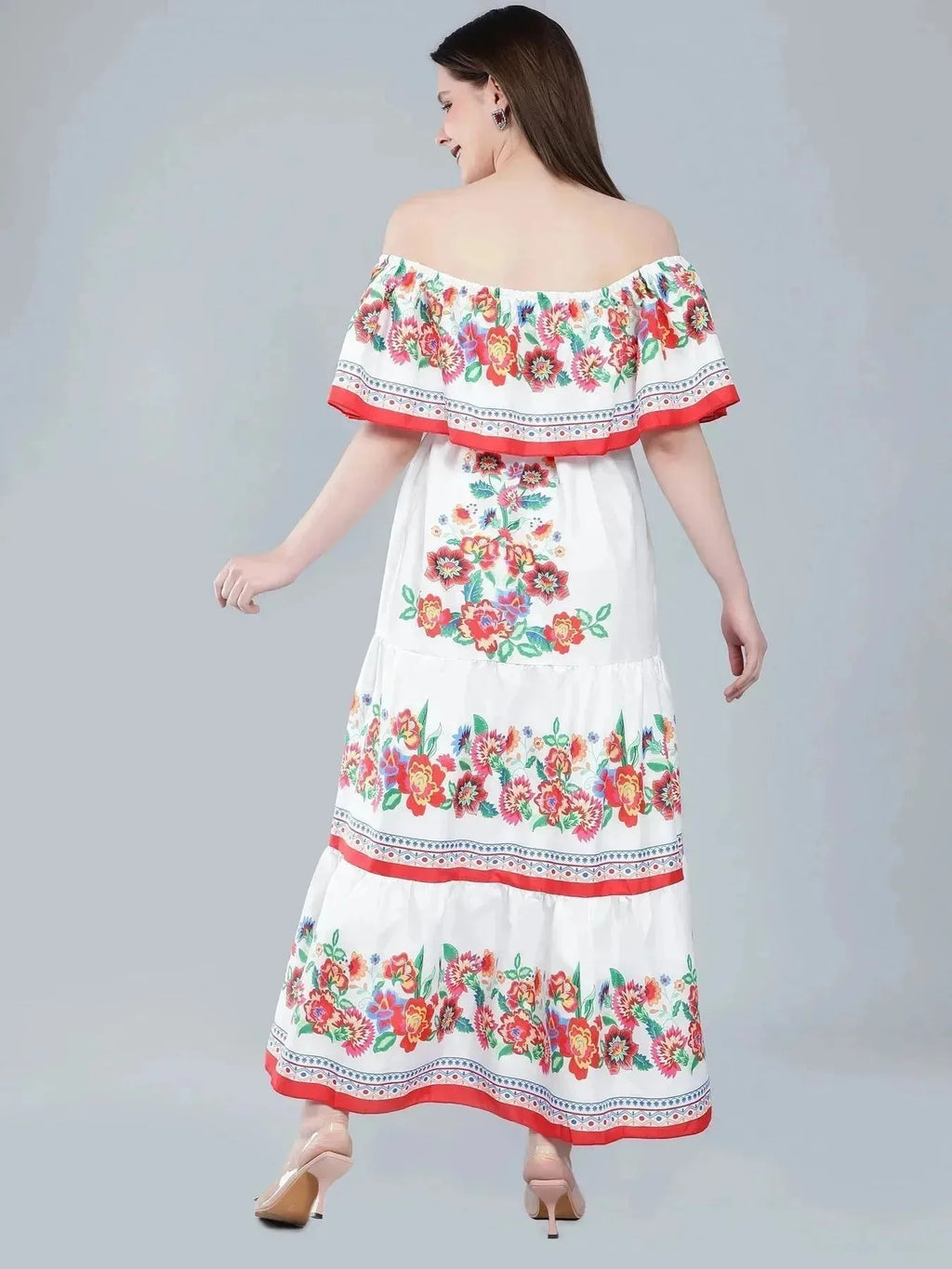 Floral Print Off-Shoulder Maxi Dress