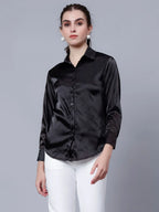 Elegant Ribbon Satin Shirt
