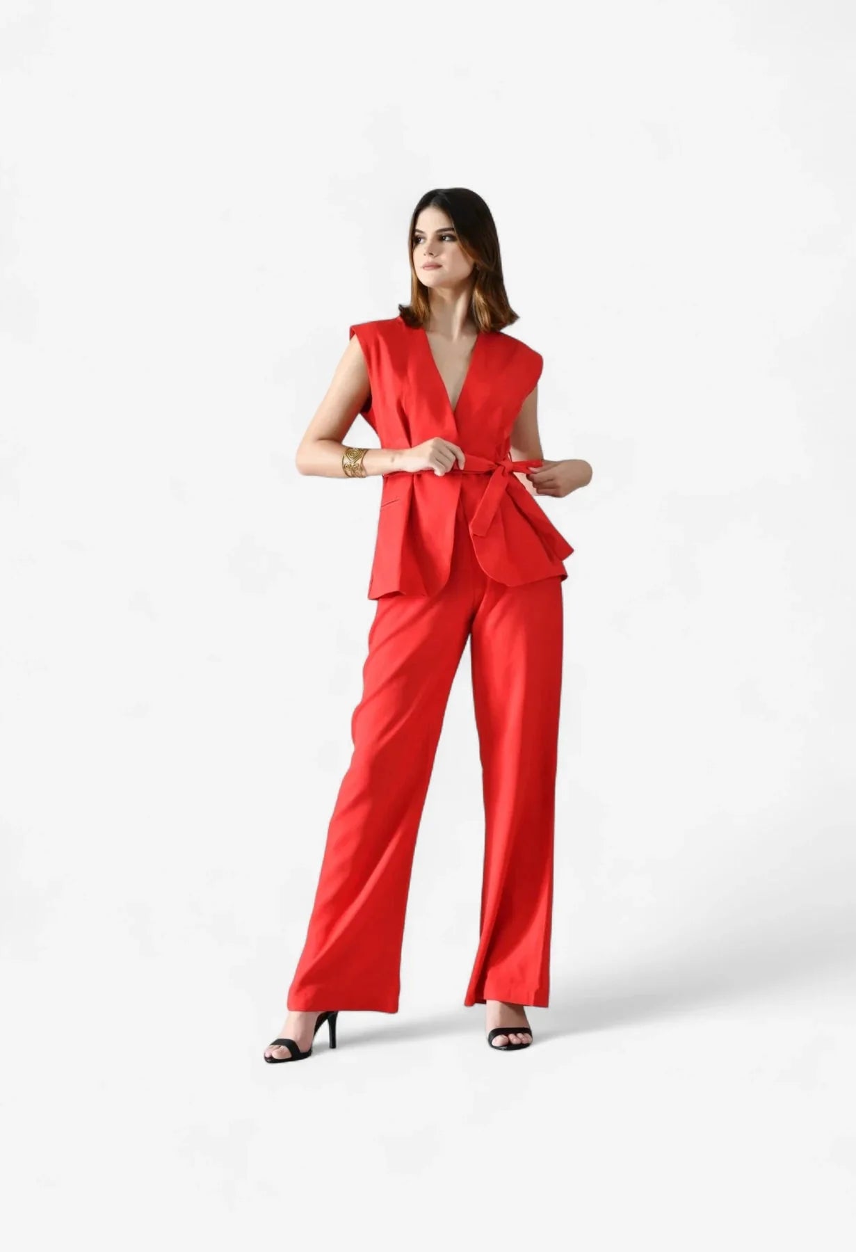 Classy Belted Two-Piece Set