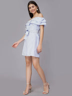Striped Off-Shoulder Short Dress
