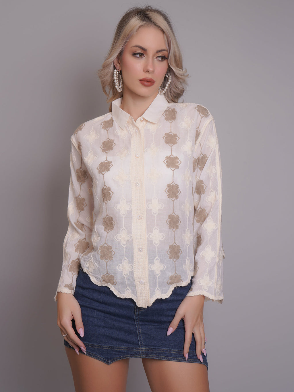 Chain Stitch Embroidered Shirt