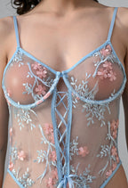 Pastel Petals Sheer Bodysuit