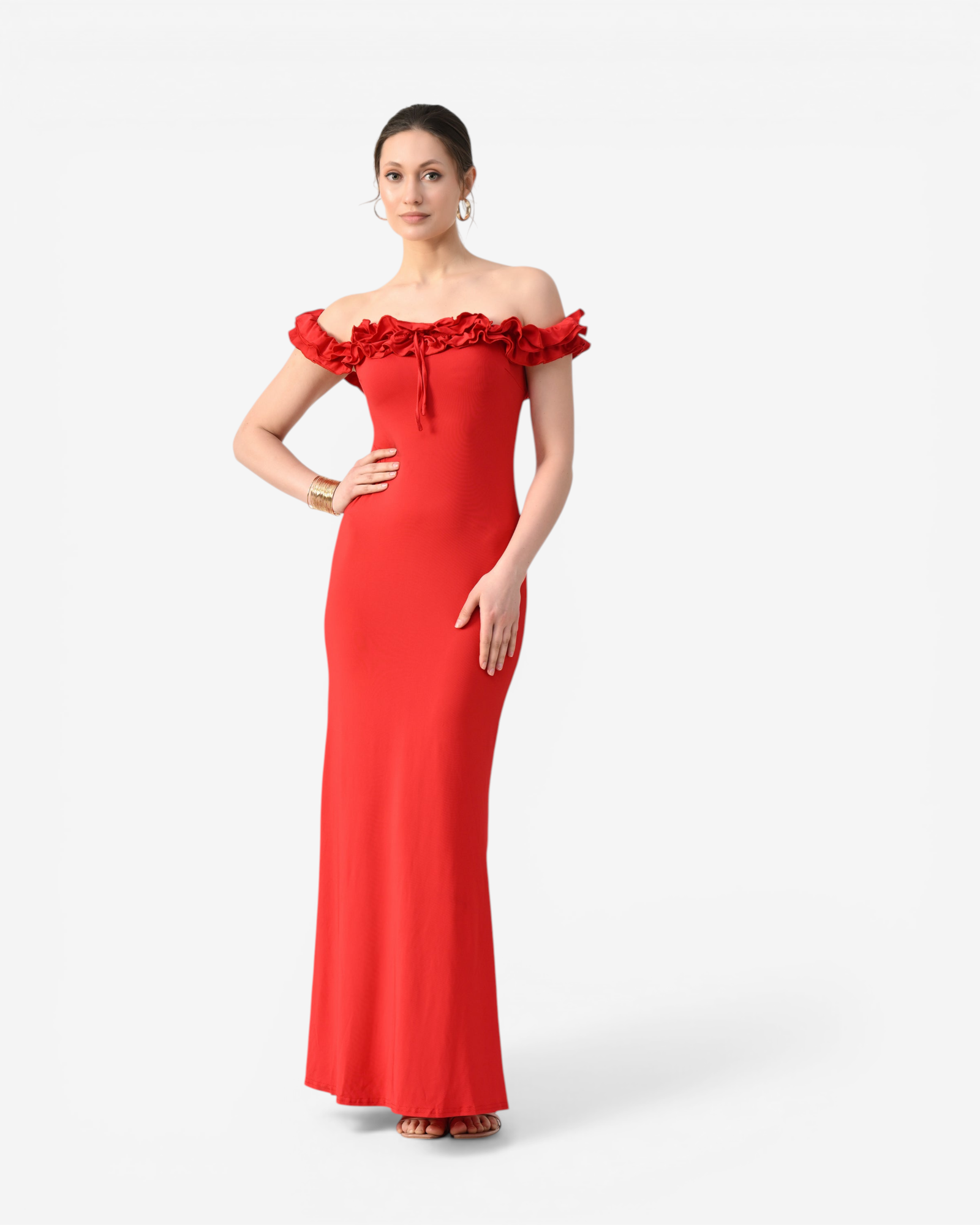 Off-Shoulder Ruffle Maxi Dress