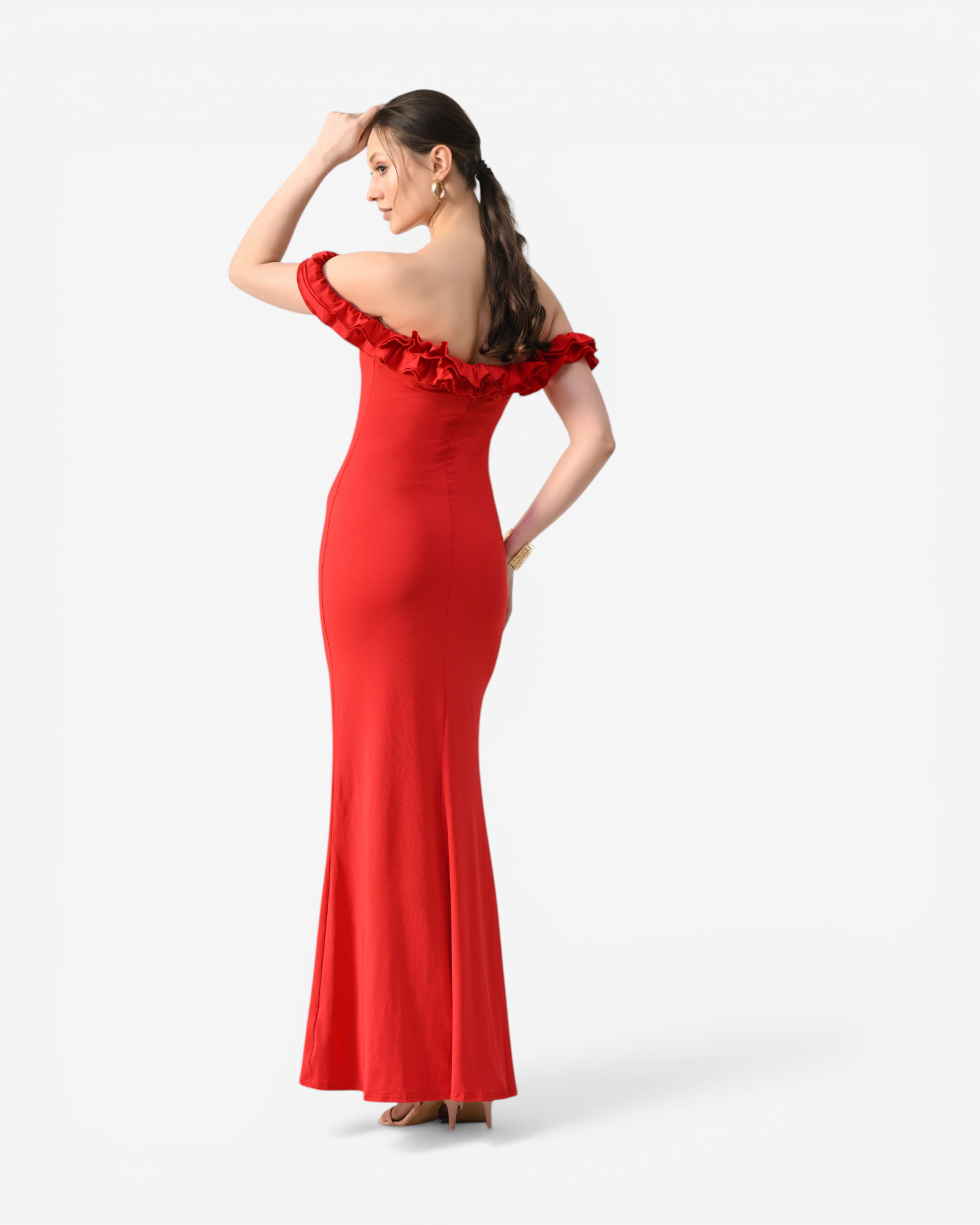 Off-Shoulder Ruffle Maxi Dress