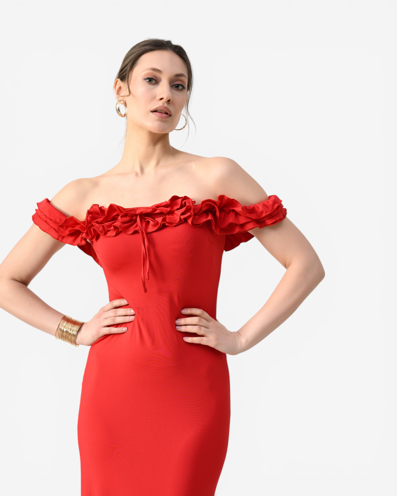 Off-Shoulder Ruffle Maxi Dress
