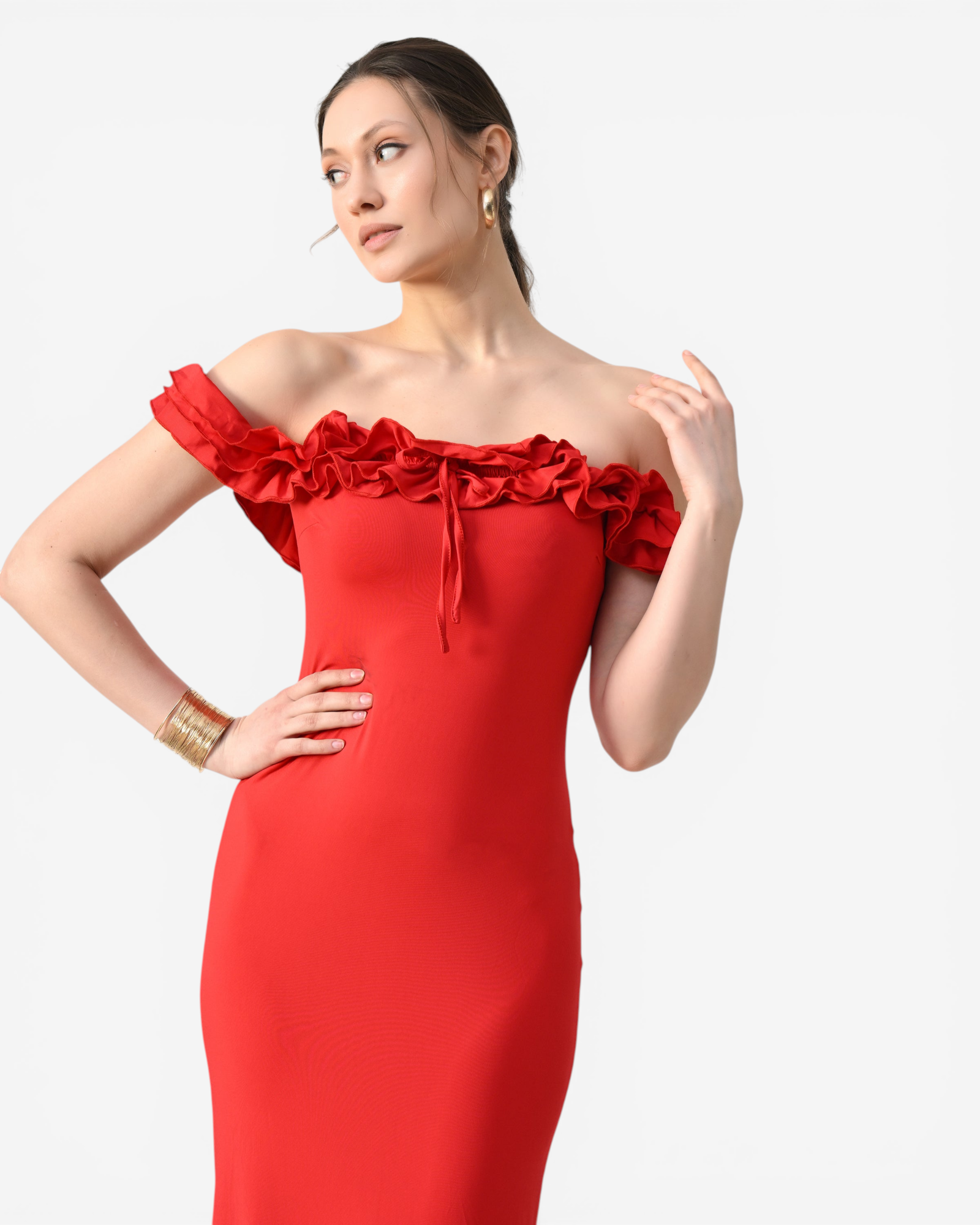 Off-Shoulder Ruffle Maxi Dress