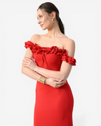 Off-Shoulder Ruffle Maxi Dress