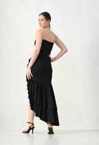 Off Shoulder Gathered Ruffle Dress