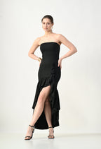 Off Shoulder Gathered Ruffle Dress
