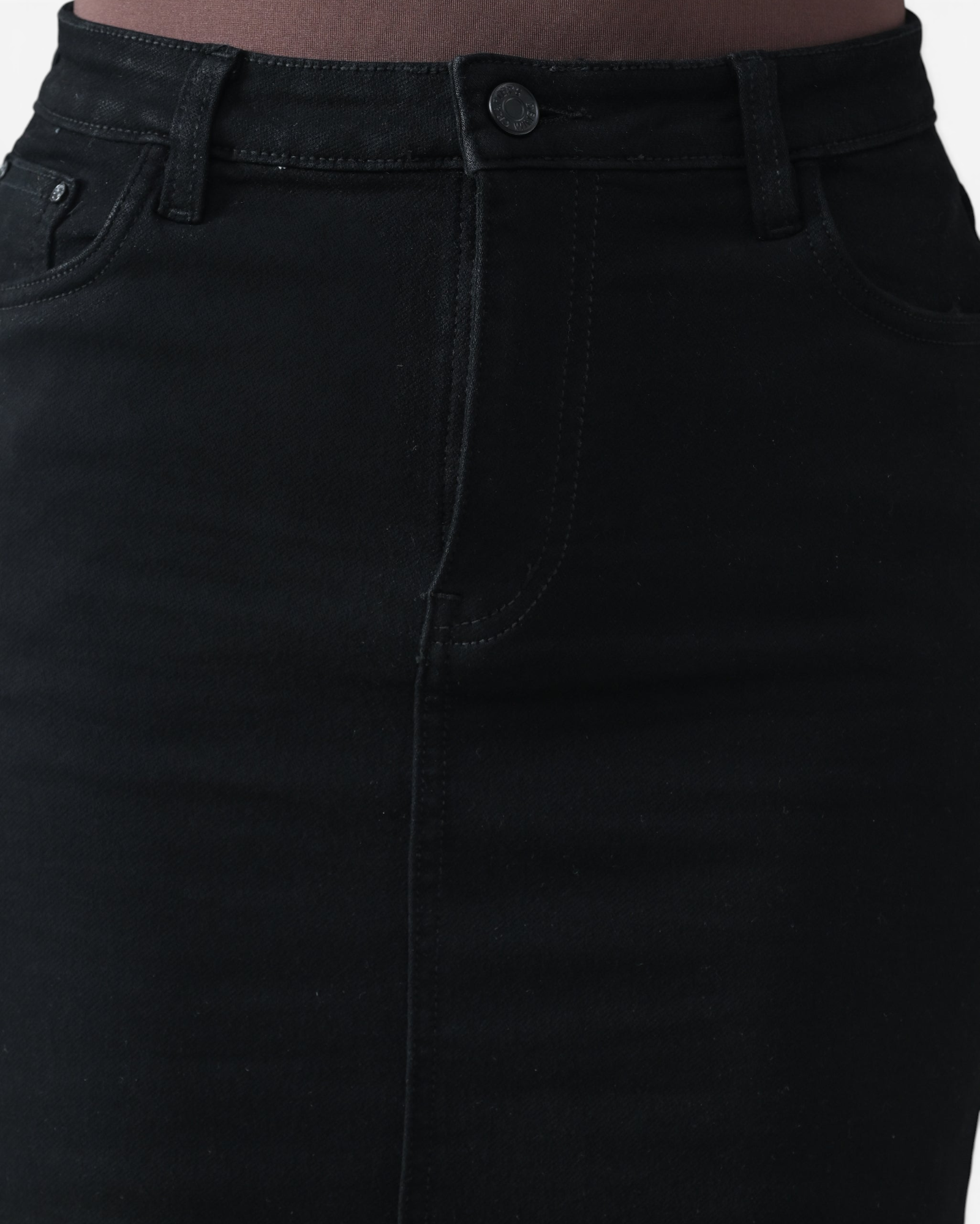 Mid Length Denim Skirt