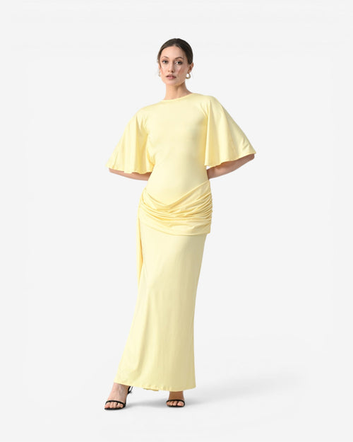 Open-Back Ruched Maxi Dress