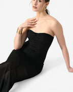Twist Front Strapless Maxi Dress