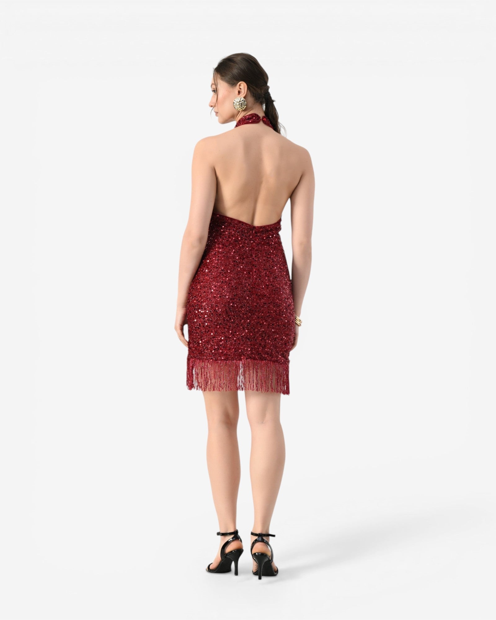 Lurex Halter fringe Dress