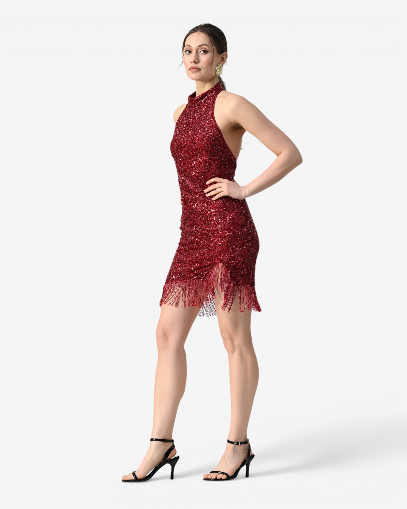 Lurex Halter fringe Dress
