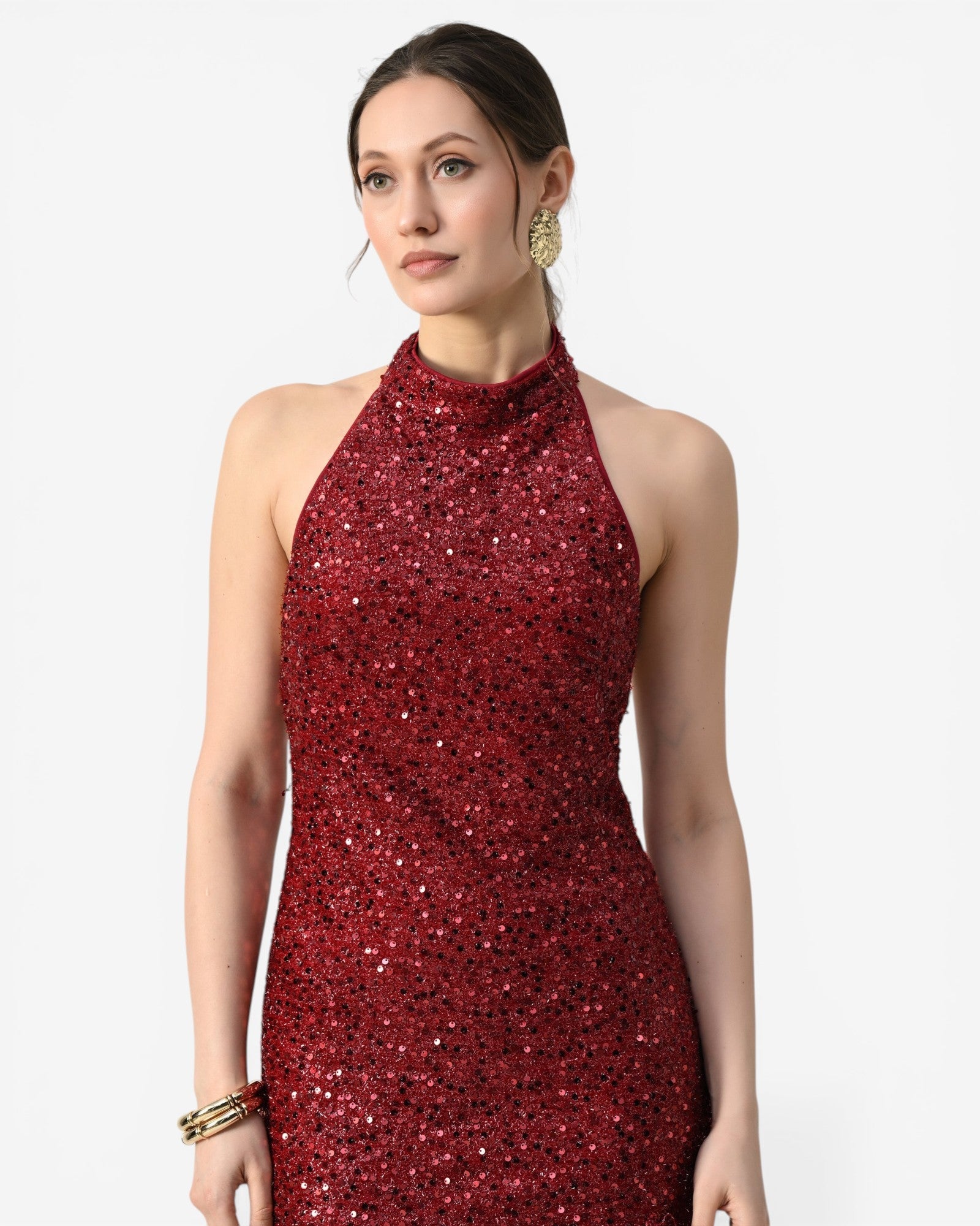Lurex Halter fringe Dress