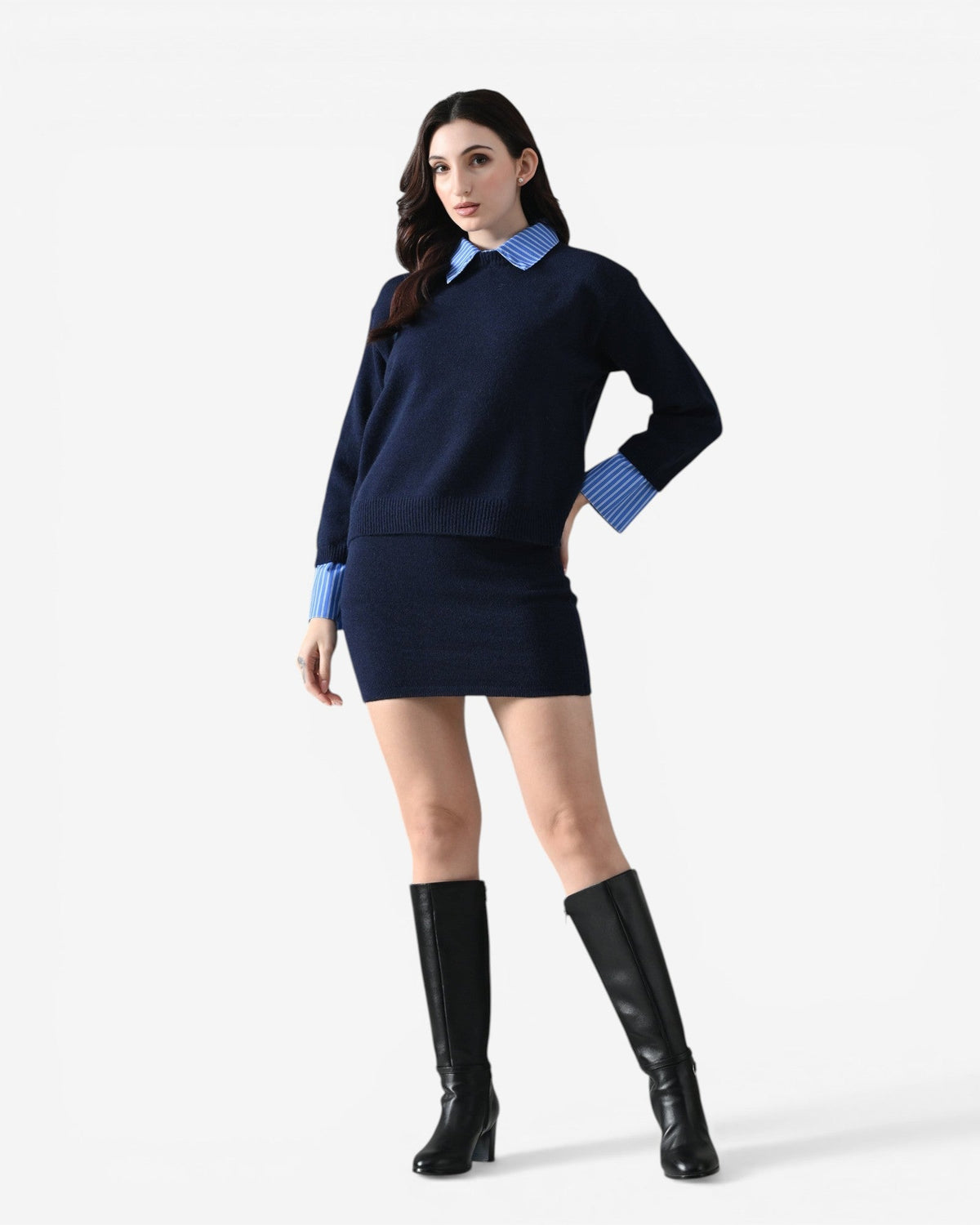 Oxford Collar Knit Set