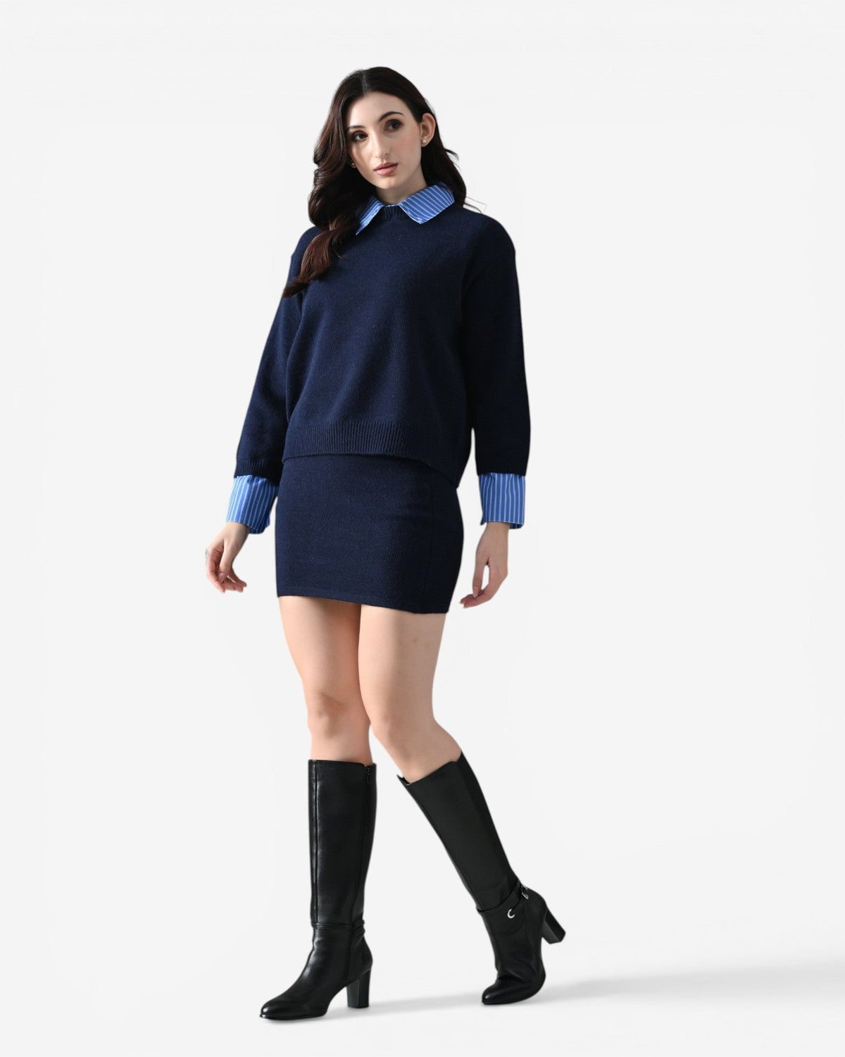 Oxford Collar Knit Set