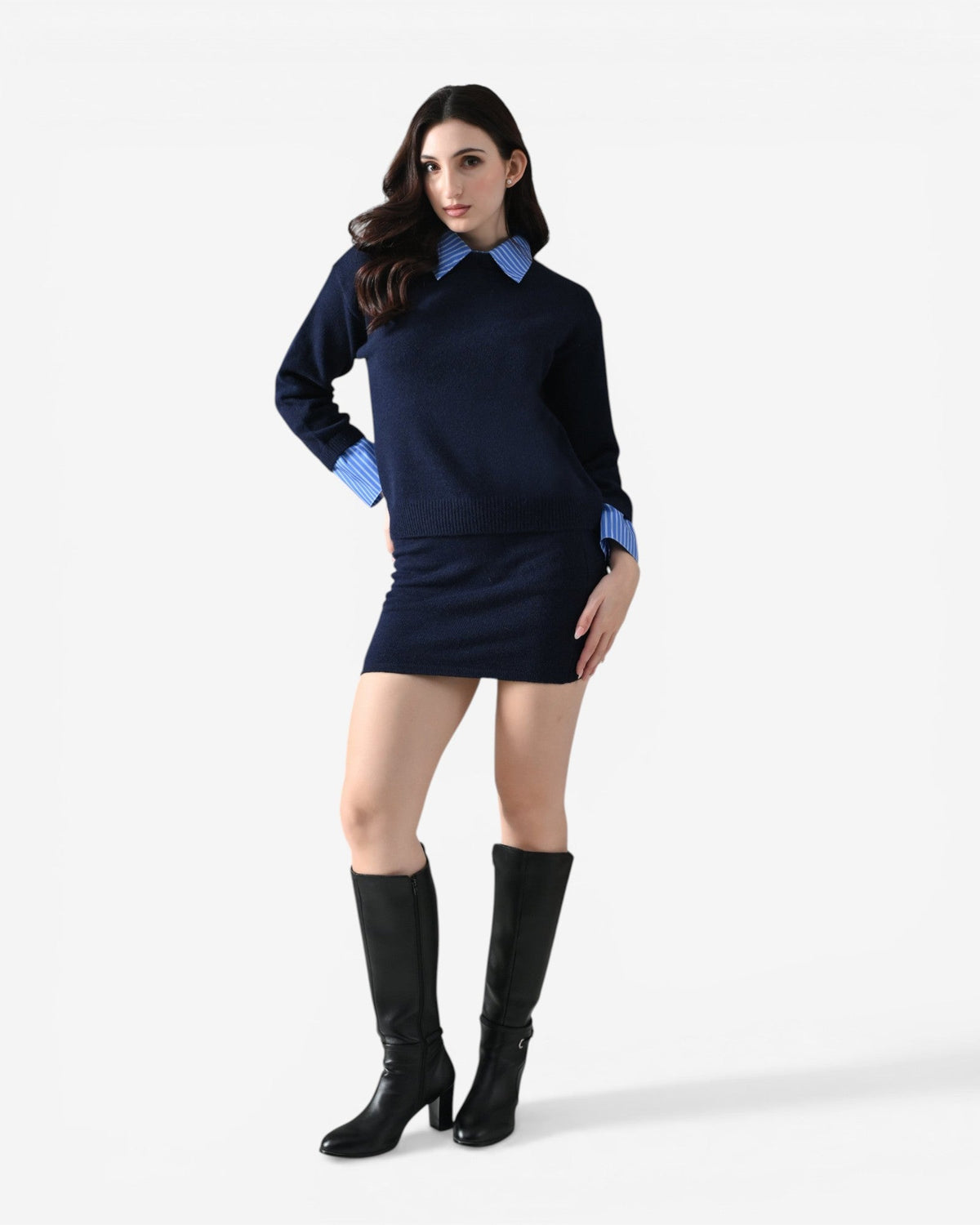 Oxford Collar Knit Set