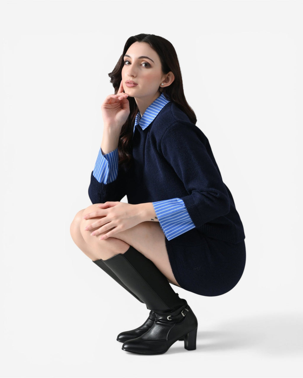 Oxford Collar Knit Set