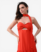Draped Flare Midi Dress