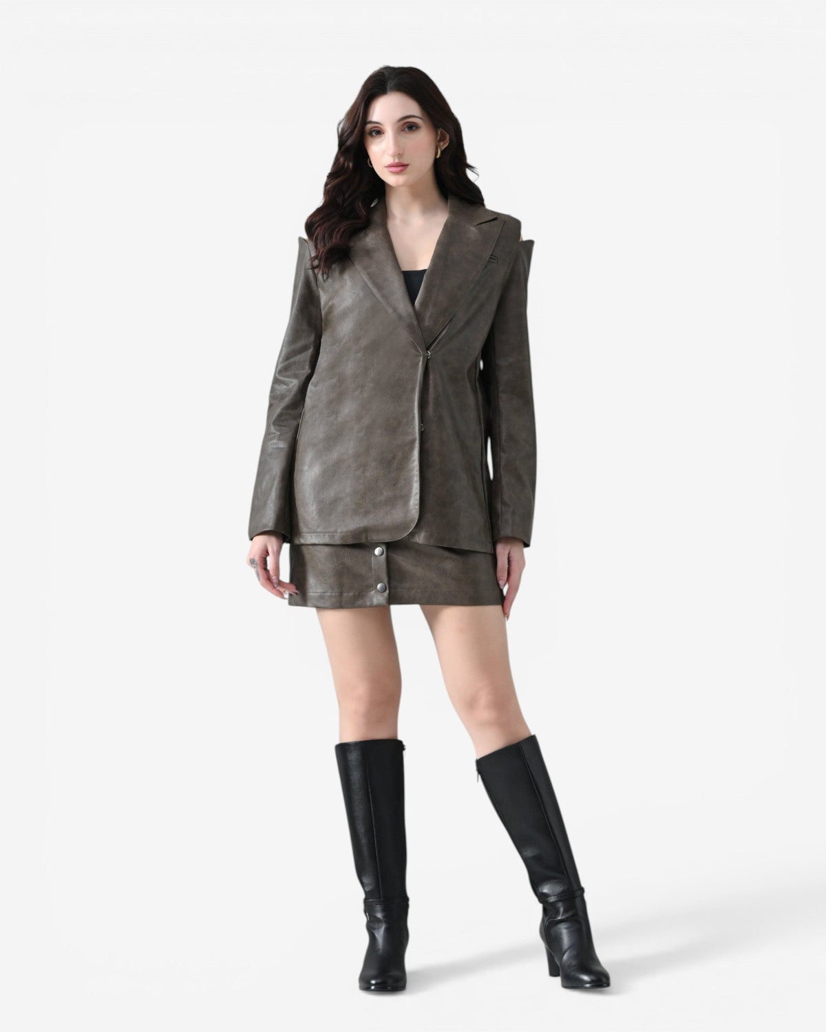 Noir Faux Leather Co-ord Set