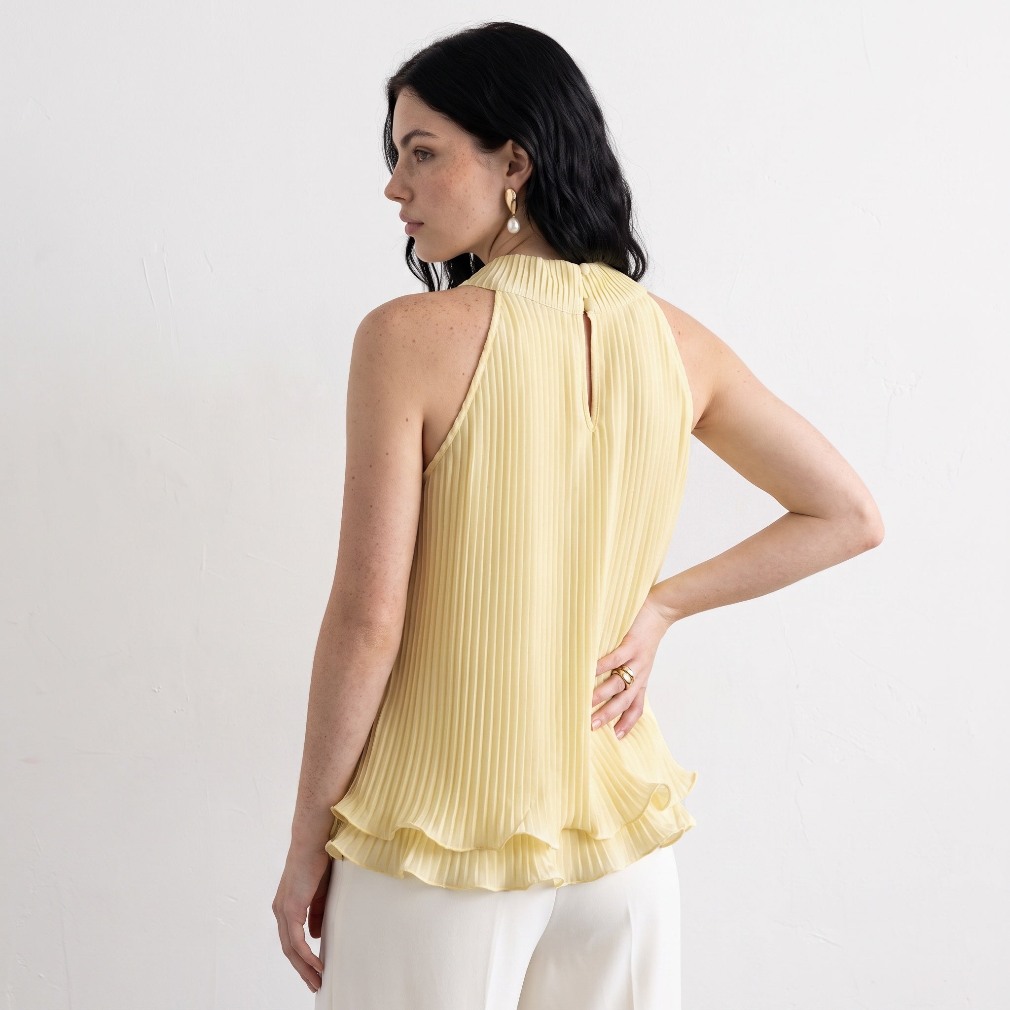Yellow Circe Ruffled Top