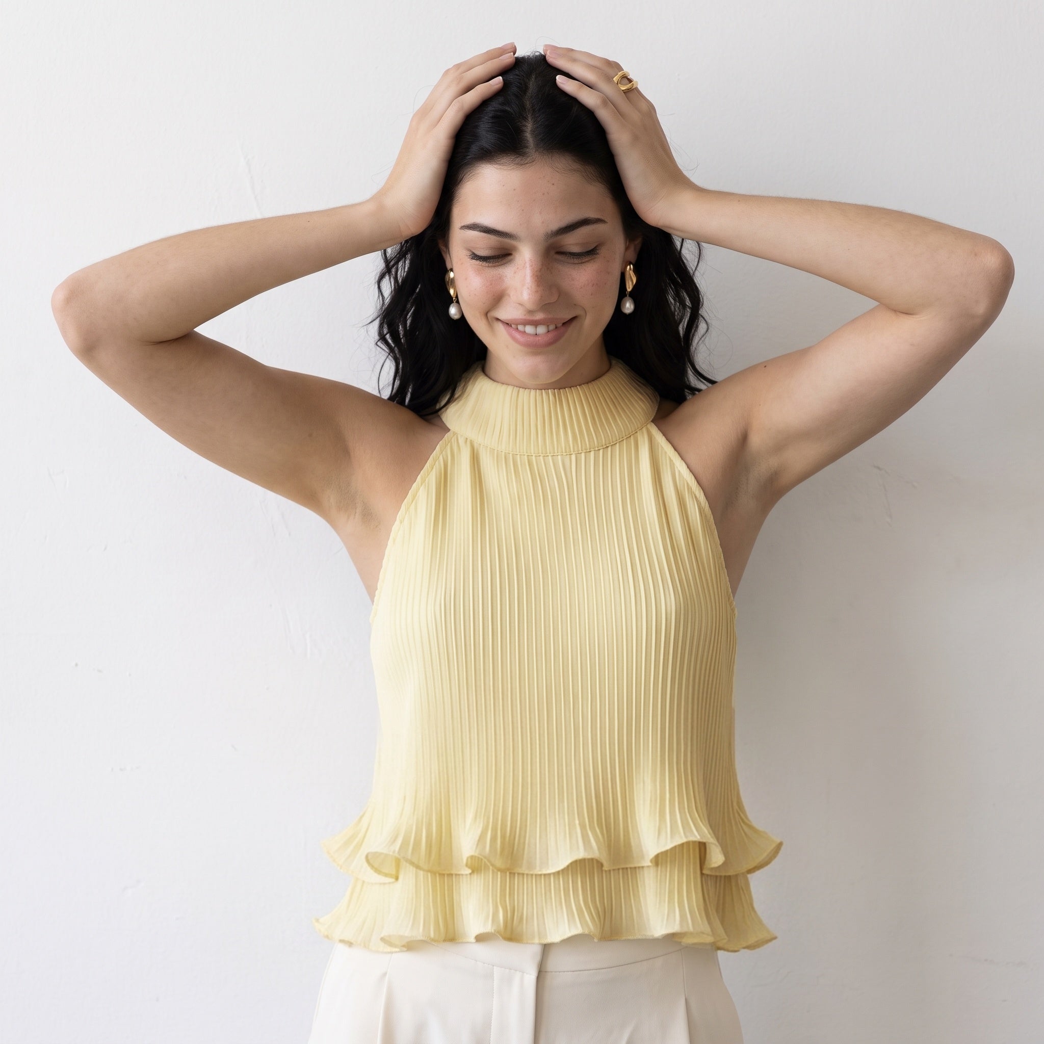 Yellow Circe Ruffled Top