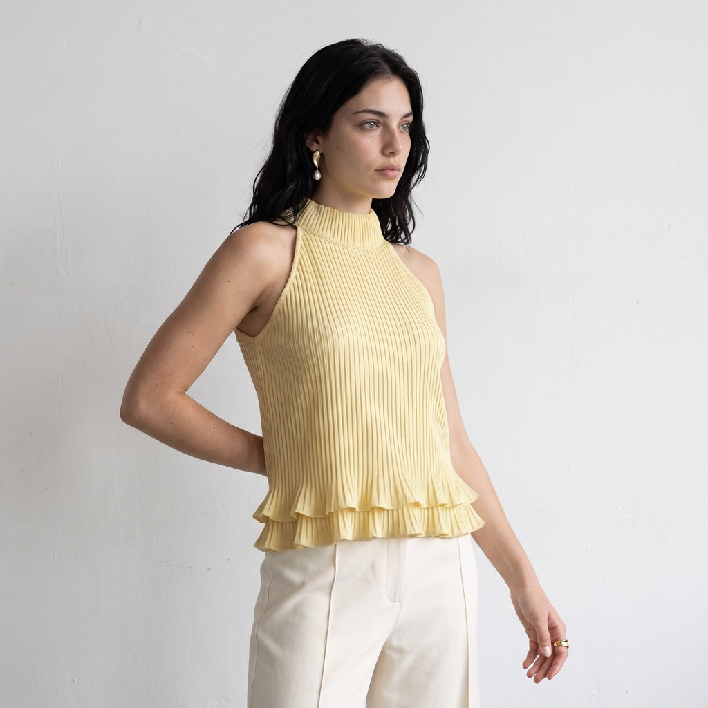 Yellow Circe Ruffled Top