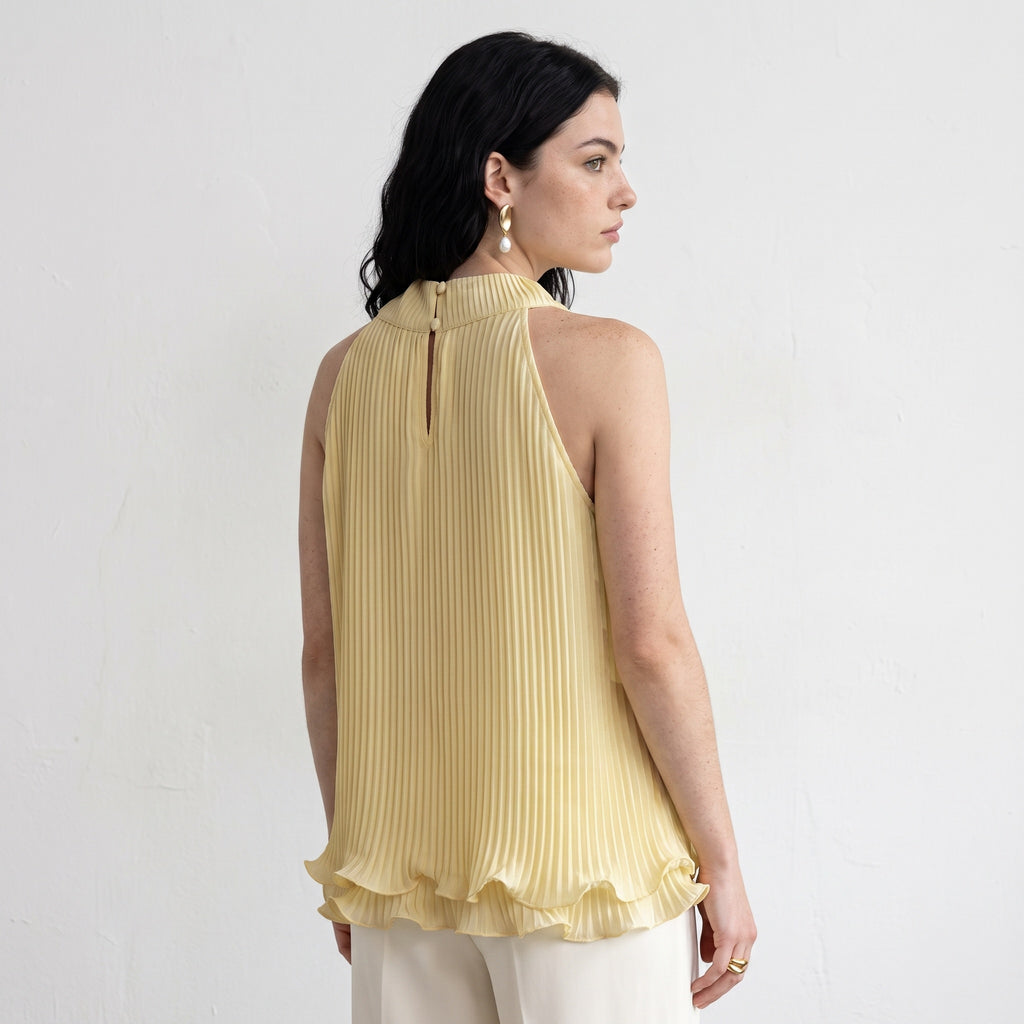 Yellow Circe Ruffled Top