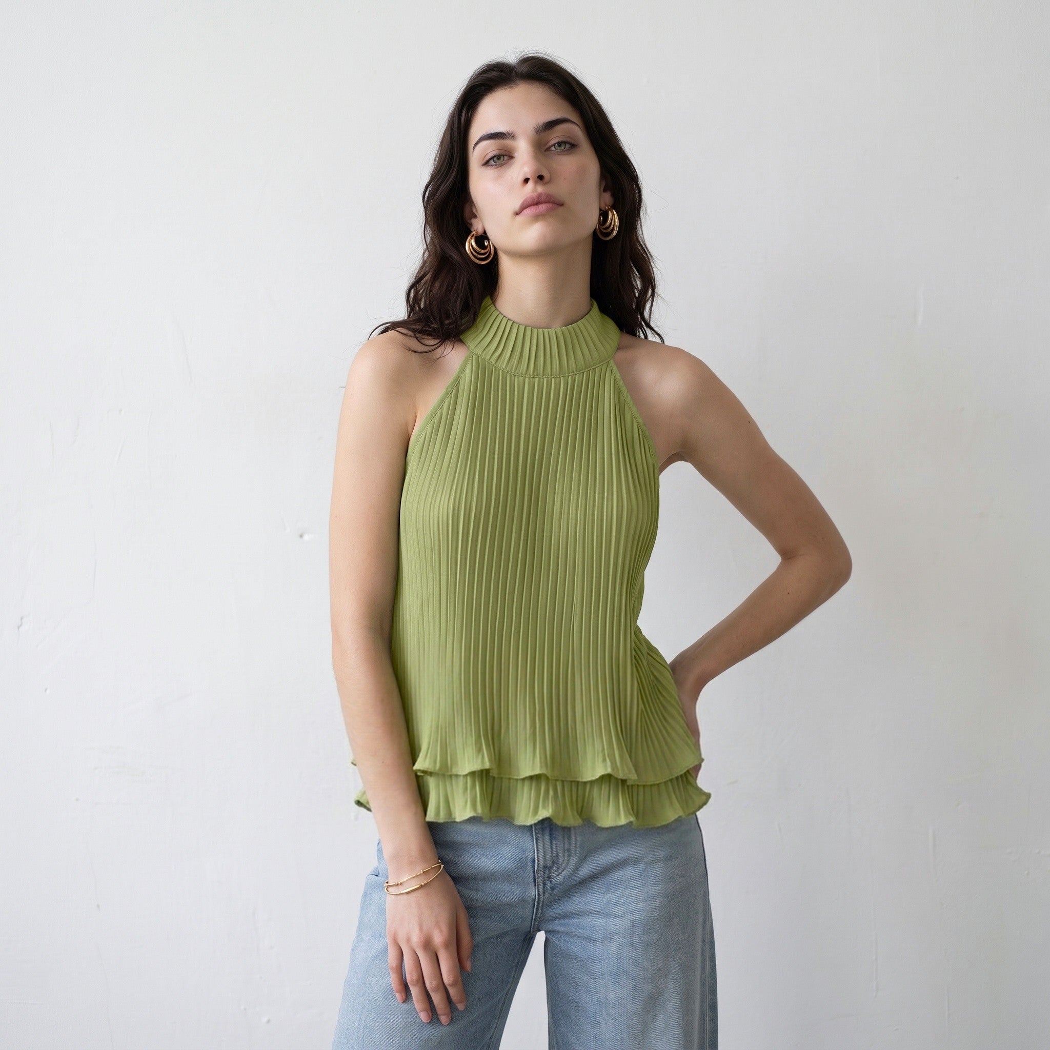 Olive Circe Ruffled Top