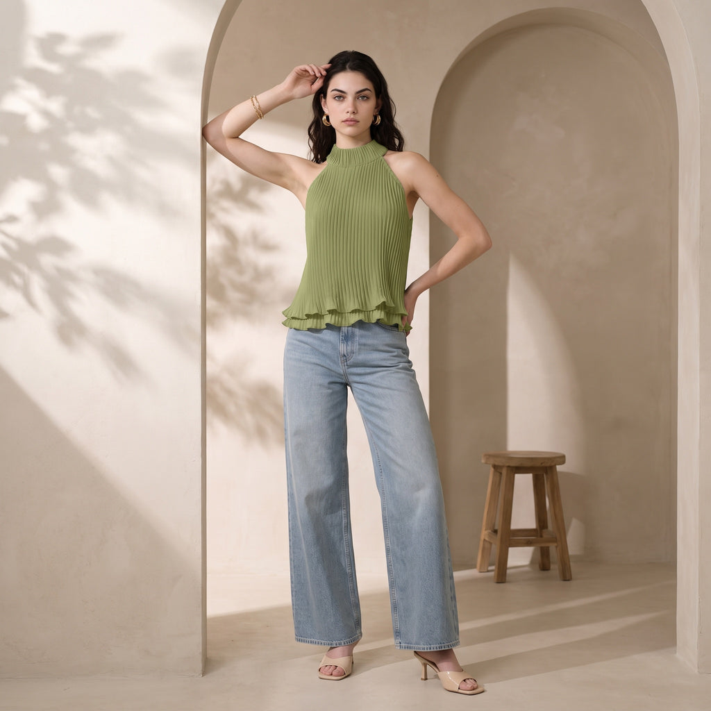 Olive Circe Ruffled Top