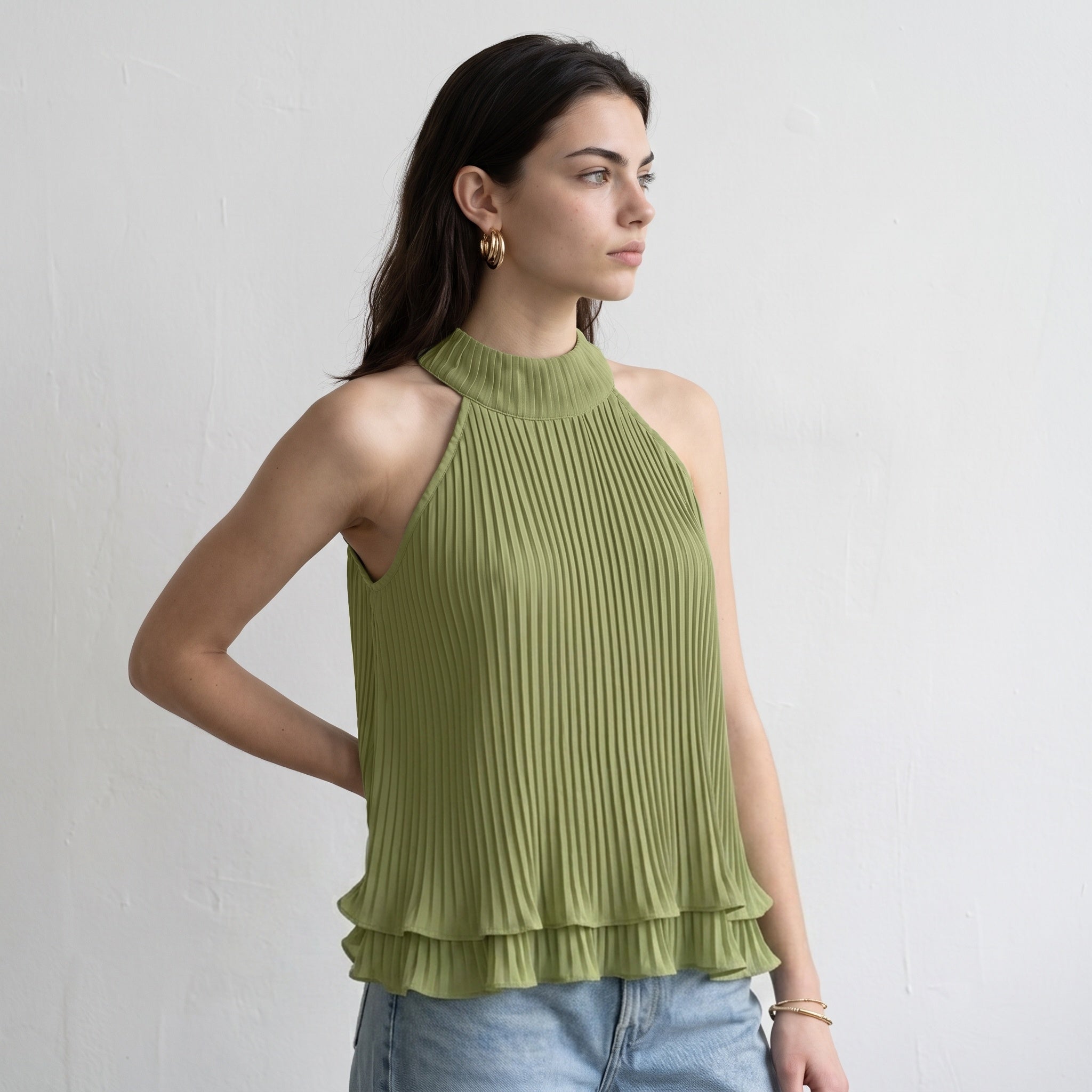 Olive Circe Ruffled Top