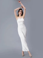 Rhinestones Embellished Satin Dress