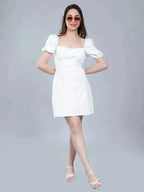 Off Shoulder Puff Sleeves Dress