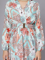 Abstract Floral Pattern Midi Dress