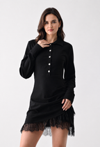Lace Trim Panelled Mini Dress